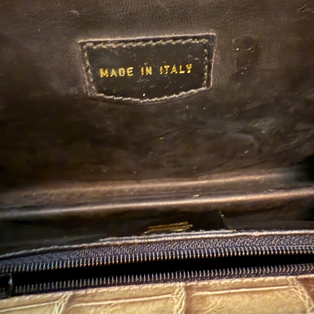 Rene New York VINTAGE Elegant Tan Crocodile-Embossed Purse immaculate condition - Picture 2 of 11